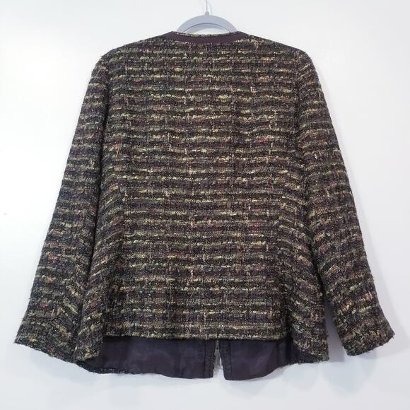 Lafayette New York 148 Academia Wool Blend Tweed Blazer Front Zipper - Picture 3 of 12